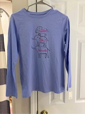 Tea Collection Lavender Long Sleeve Tee Elephant hello, ok,‎ namaste NWT